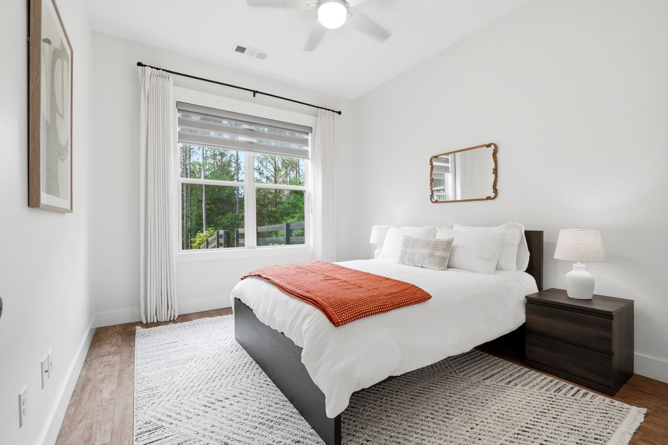 Guest bedroom overlooking the pines